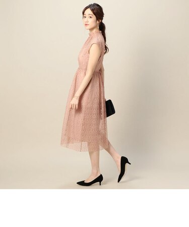 BY DRESS チュールレースフレンチスリーブドレス