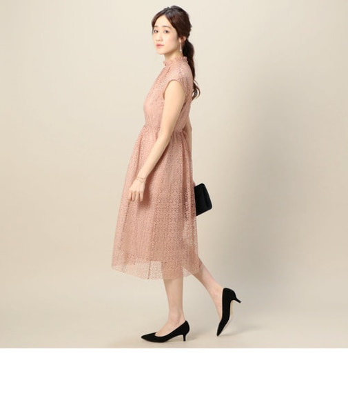 BY DRESS チュールレースフレンチスリーブドレス