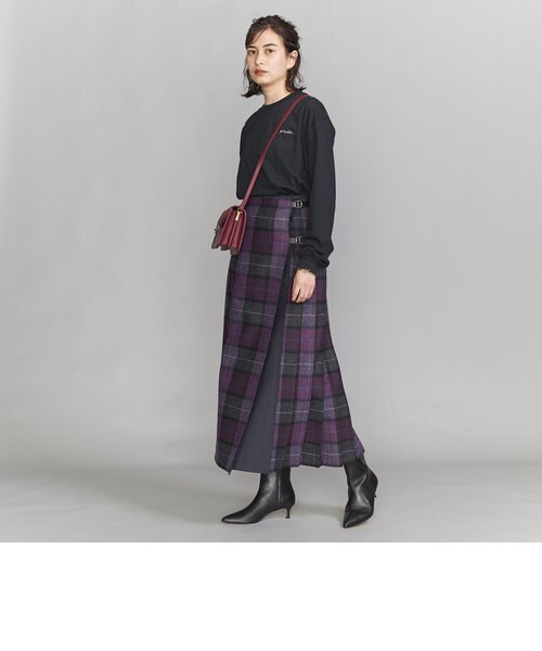 別注】＜O'NEIL of DUBLIN＞キルトロングスカート/パープル