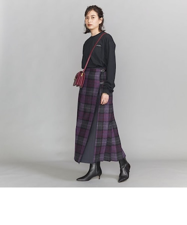 【別注】＜O'NEIL of DUBLIN＞キルトロングスカート/パープル ◆
