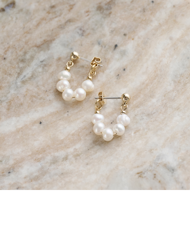 淡水パール 粒ライン ピアス