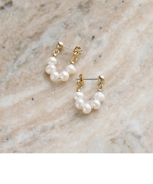 淡水パール 粒ライン ピアス