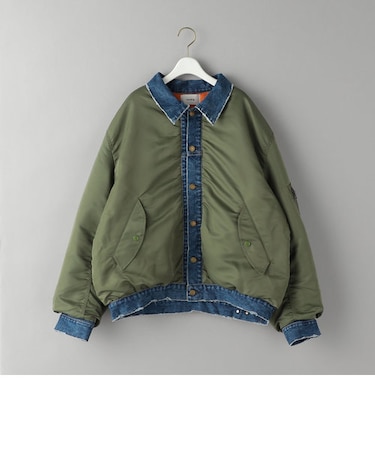 ＜Usedig＞MA-1×デニム ドッキング ジャケット -ウォッシャブル-
