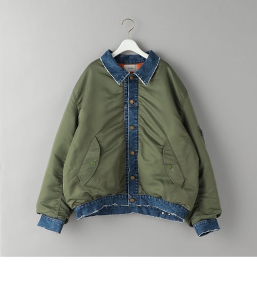 ＜Usedig＞MA-1×デニム ドッキング ジャケット -ウォッシャブル-