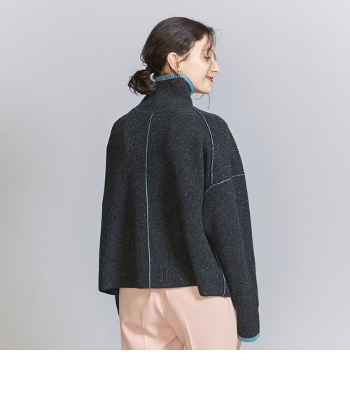 カラーネップ ライン タートルネック ウール ニット｜ビューティー