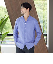 【WEB限定 WARDROBE SMART】コットン バンドカラー スキッパー シャツ