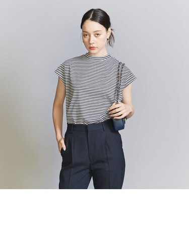 【WEB限定】天竺ボーダーフレンチスリーブカットソー