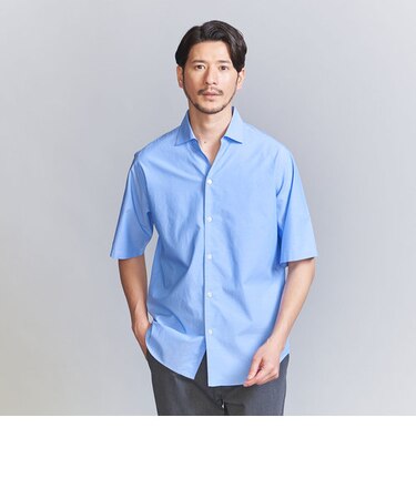 【WEB限定 WARDROBE SMART】クリアポプリン ワイドカラー スキッパーシャツ