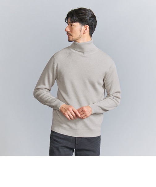 【WEB限定 WARDROBE SMART】マシーンウォッシャブル ウールミックス アゼ タートルネック