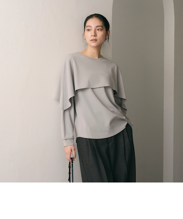 【WEB限定 Wardrobe DAILY MINIMAL】ケープフリル レイヤーカットソー