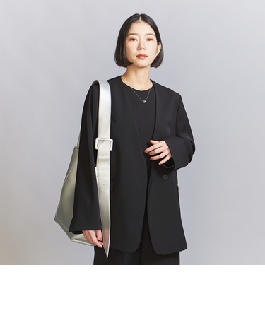 【WEB限定 Wardrobe DAILY MINIMAL】ダブルクロス カラーレスジャケット ウォッシャブル