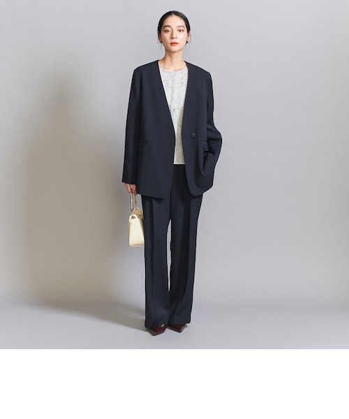 ビューティアンドユース　ダブルクロス カラーレスジャケット ウォッシャブル WEB限定 Wardrobe DAILY MINIMAL】ダブルクロス カラーレスジャケット