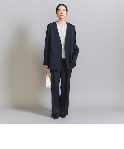 【WEB限定 Wardrobe DAILY MINIMAL】ダブルクロス カラーレスジャケット ウォッシャブル