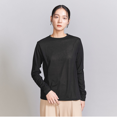 コットンナイロン天竺 シアー クルーネック Tシャツ