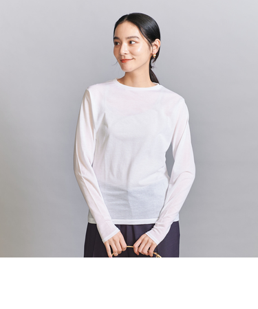 コットンナイロン天竺 シアー クルーネック Tシャツ
