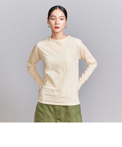 コットンナイロン天竺 シアー クルーネック Tシャツ