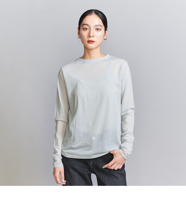 コットンナイロン天竺 シアー クルーネック Tシャツ