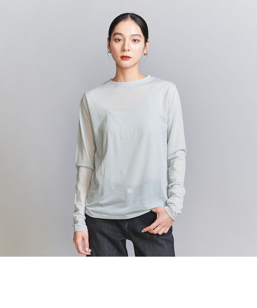 コットンナイロン天竺 シアー クルーネック Tシャツ