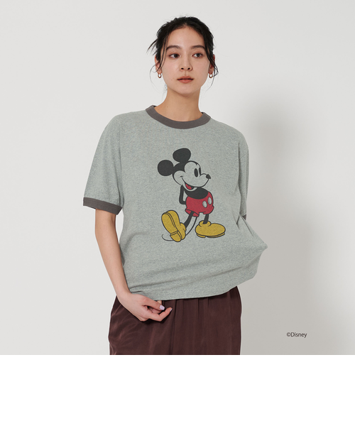 【ビューティー&ユース】ミニー ディズニー リンガーTシャツ リンガーTシャツ(ミッキー/ミニー)(M ネイビー): トップス
