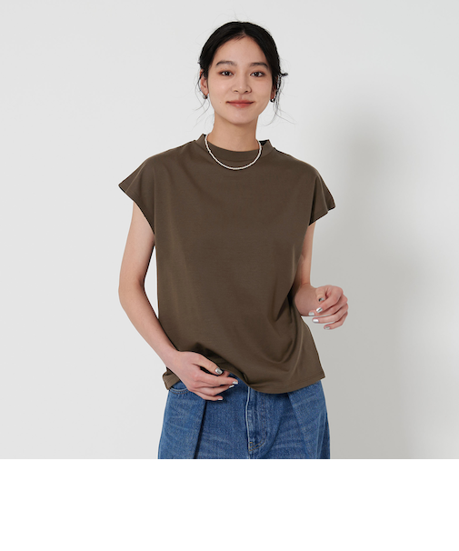 クルーネック フレンチスリーブ カットソー