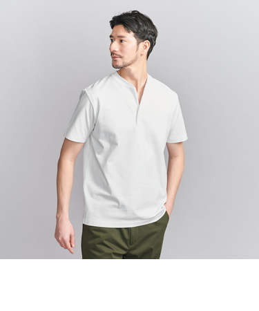 【WEB限定 WARDROBE SMART】クリア  ガスコットン ヘンリーネック カットソー【抗菌・防臭】