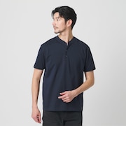 【WEB限定 WARDROBE SMART】クリア  ガスコットン ヘンリーネック カットソー【抗菌・防臭】