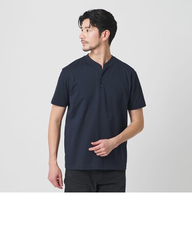 【WEB限定 WARDROBE SMART】クリア  ガスコットン ヘンリーネック カットソー【抗菌・防臭】