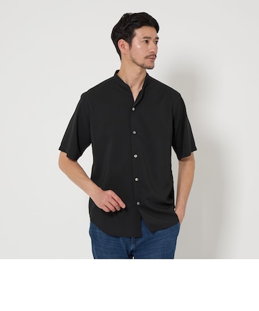 【WEB限定 WARDROBE SMART】ドレープ  バンドカラー スキッパーシャツ