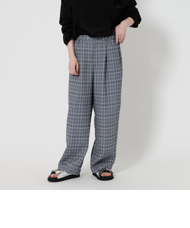 【WEB限定】グレンチェックプリント ワイドパンツ -ウォッシャブル-