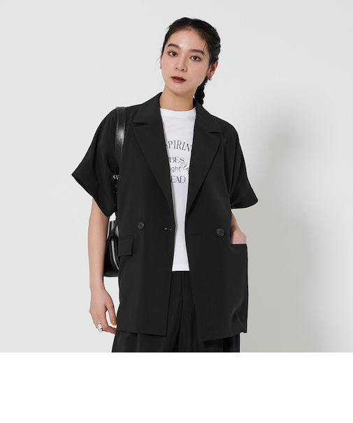 【WEB限定 Wardrobe DAILY MINIMAL】ハーフスリーブ ドルマンジャケット -ウォッシャブル-