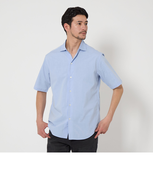 【WEB限定 WARDROBE SMART】コットン ワイドカラー スキッパーシャツ