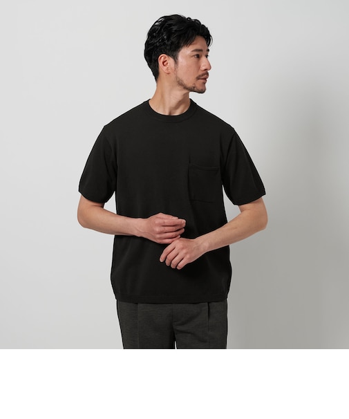 【WEB限定 WARDROBE SMART】マシーンウォッシュ 1ポケット ニット Tシャツ【抗菌防臭】