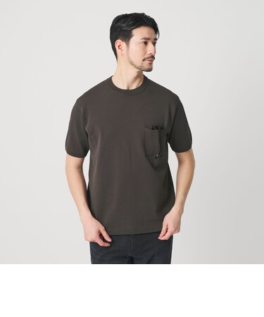 【WEB限定 WARDROBE SMART】マシーンウォッシュ 1ポケット ニット Tシャツ【抗菌防臭】