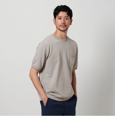 【WEB限定 WARDROBE SMART】マシーンウォッシュ 1ポケット ニット Tシャツ【抗菌防臭】