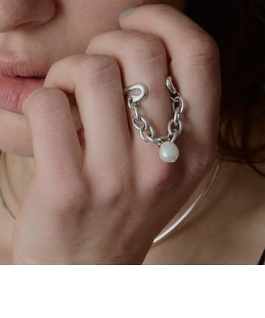 ＜loni＞Ivy pearl chain リング-2WAY-