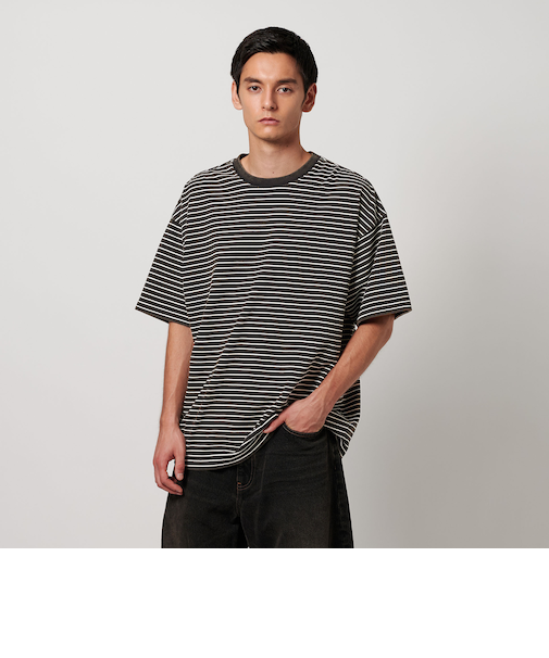 アシッドウォッシュ ボーダー Tシャツ