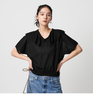 【WEB限定】フリルカラー ニットプルオーバー -ウォッシャブル-