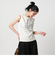【WEB限定】グリッタートロンプルイユ ノースリーブTシャツ