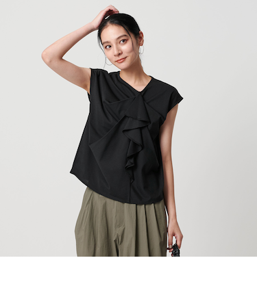 【WEB限定】ラッフルフレンチスリーブ プルオーバー -汗染み防止-