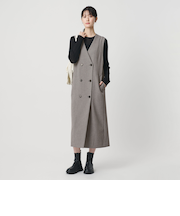 ポリエステルブレンド ジレ&ジャンパースカート 2WAY