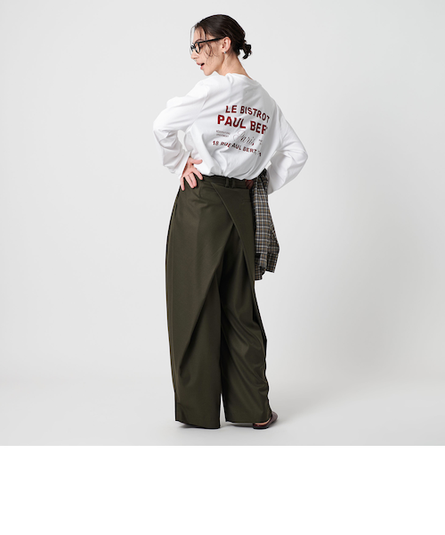 バックラップ タックワイドパンツ -ウォッシャブル-｜ビューティー