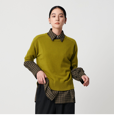 カシミヤ クルーネック ショートスリーブニット