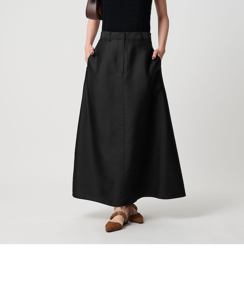 BEAUTY&YOUTH UNITED ARROWS 黒 フレアスカート ポリエステルコットン タックフレアスカート