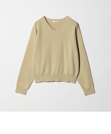 ソフトコットン Vネック スムース ニットプルオーバー ウォッシャブル
