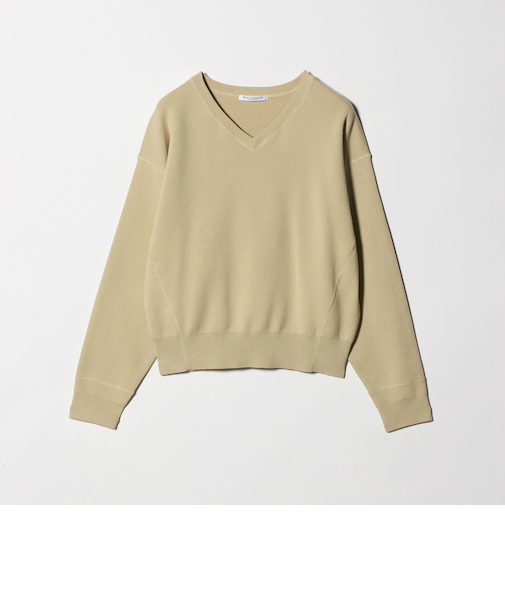 ソフトコットン Vネック スムース ニットプルオーバー ウォッシャブル