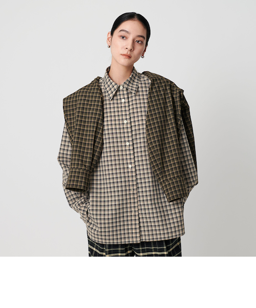 BEAUTY&YOUTH 今期 ポリエステルウール　ローンチェックシャツ BEAUTY&YOUTH 今期 ポリエステルウールローンチェックシャツ