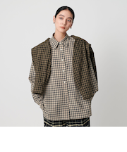ポリエステルウール ローンチェックシャツ