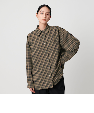 ポリエステルウール ローンチェックシャツ