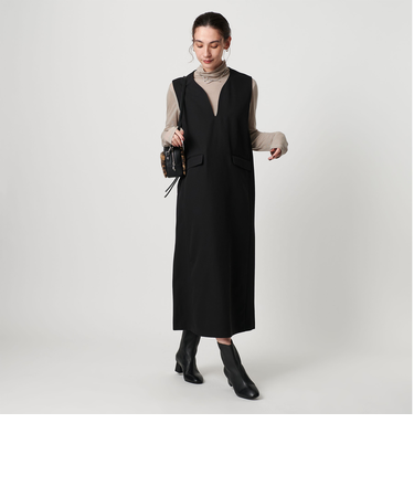 【WEB限定】ドレープツイル キーネックワンピース ウォッシャブル