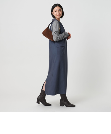 【WEB限定】ドレープツイル キーネックワンピース ウォッシャブル
